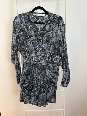 IRO Black, Green & Purple Abstract-Print Long Sleeve Dress